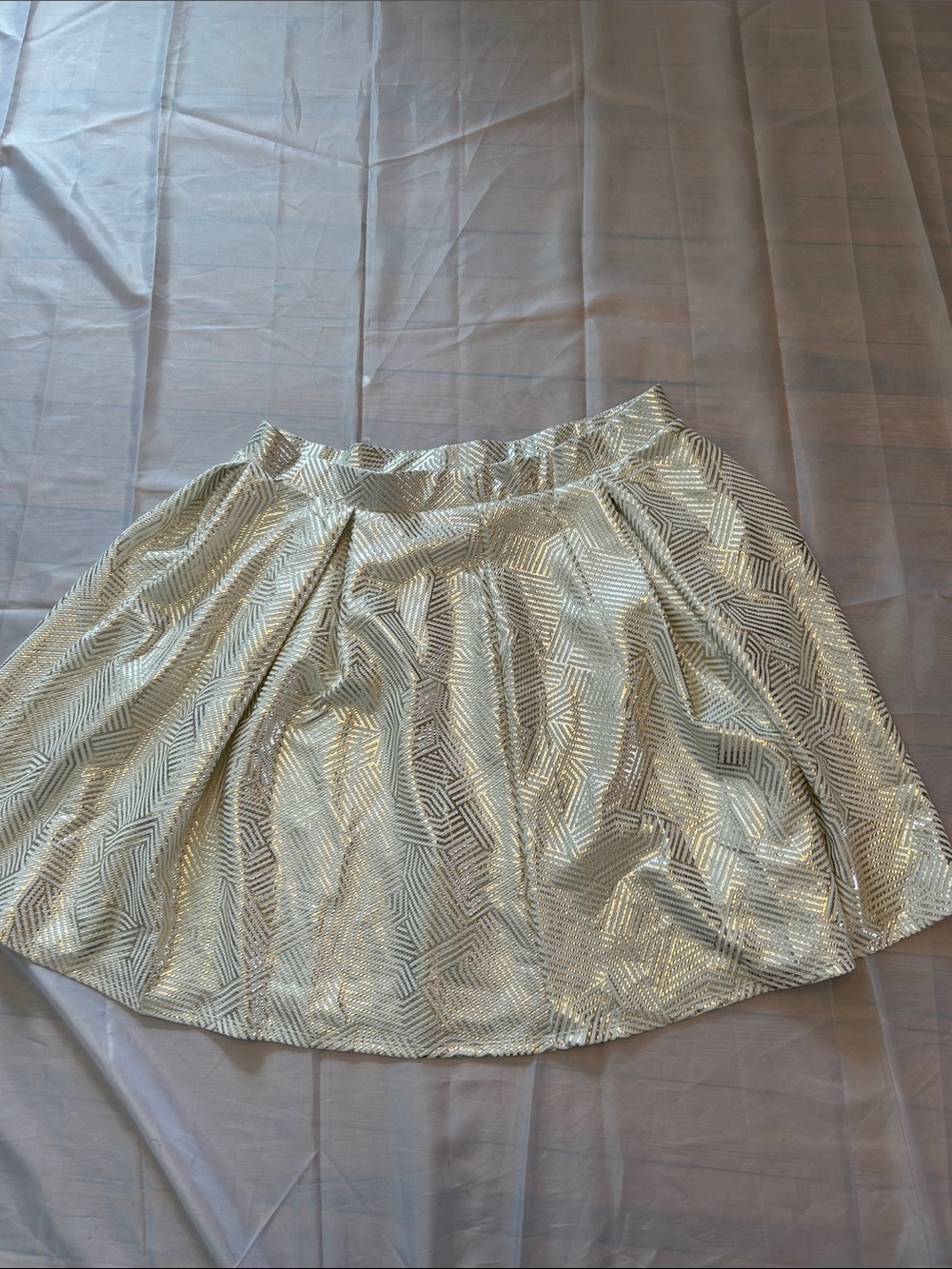 Silver Shimmer Circle Skirt with Geometric Texture